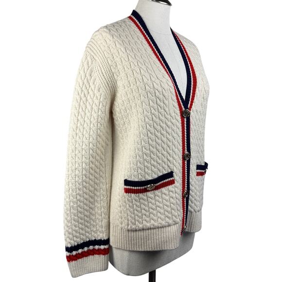 Maje Women's Medhi Cardigan 1 Small Cream Cable Knit Ribbed Long Sleeve Sweater - Picture 3 of 8